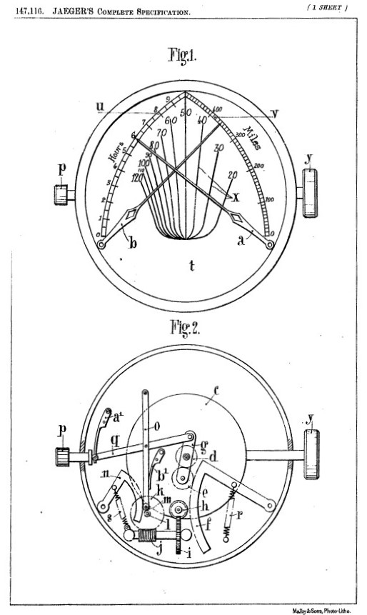 Brevet d'Edmond Jaeger - Calculateur de vitesse moyenne