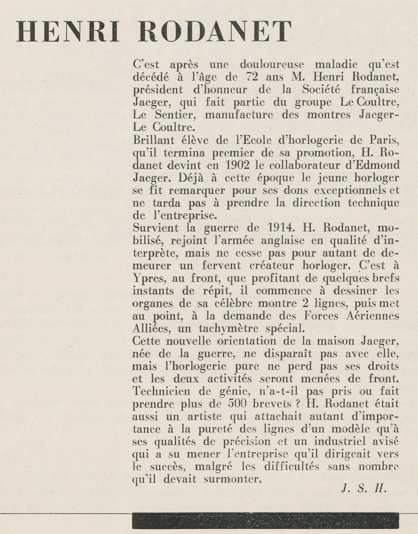 Henri Rodanet hommage Jaeger-LeCoultre